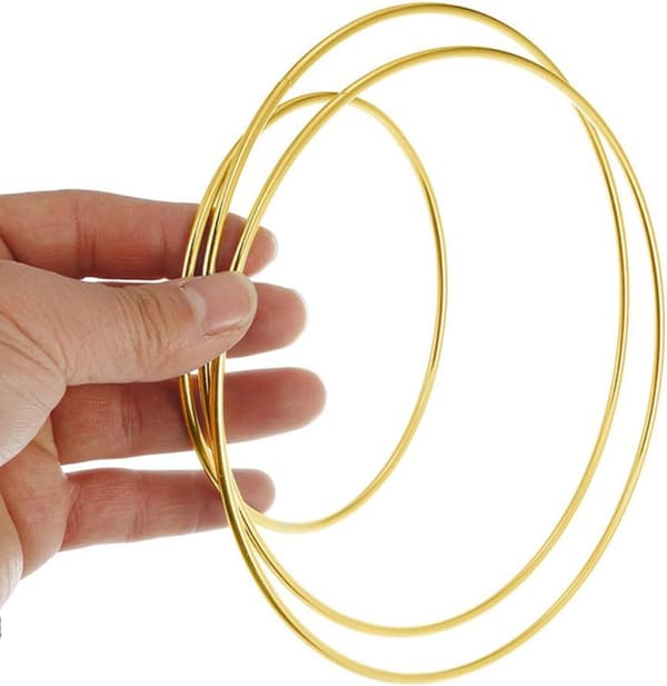5 stk Drømmefangerramme Metallhåndverksring Vevd Håndverksring 20 cm Diameter Solid Gull Metall