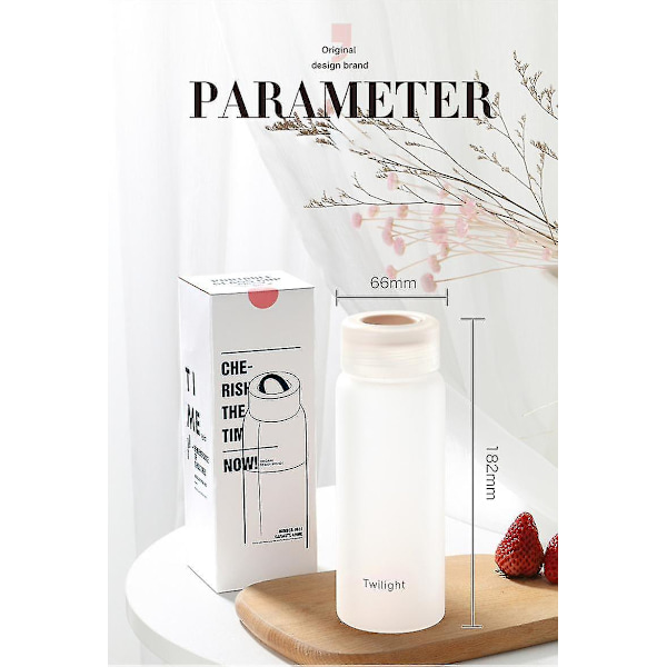 Mattasävyinen huurrettu lasinen vesipullo 420 ml, BPA-vapaa