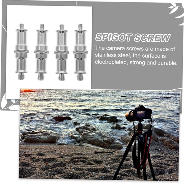 4 stk. Lysstativ Adapter Skrueadapter 1/4 til 3/8 Konverter for Kamerastativ Standard Cold Shoe Adapter