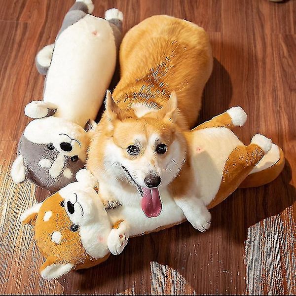 1 stk. 65cm Sød Shiba Inu & Husky Plyslegetøj Kawaii Dyre Dukker Fyldt Blød Hundepude Til Pige Auburn