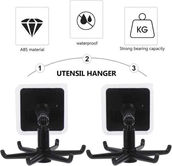 4 stk 360 roterende sammenleggbare kroker, veggmontert multifunksjonell redskapsholder