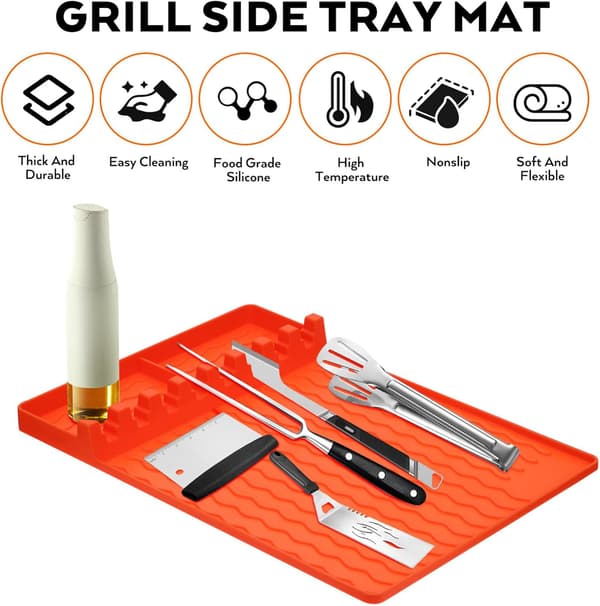 Stekeplate Tilbehør Silikon Side Stativpute Grill Sidebrettmatte Spatelmatte BBQ Verktøy Bakeputer