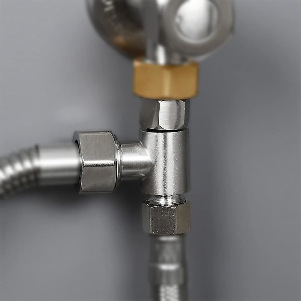 Tee Shunt kran Tee Adapter Tee-kontakt för vinkelventil, kroppsrenare, spruta, duscharm, toalett(silver)(1st)