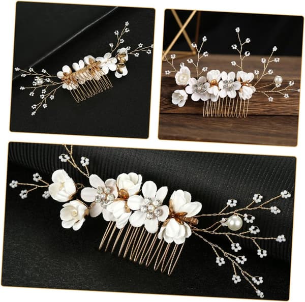 2 stk. blomster-rhinstenshårkamme til brude elegante bryllupstilbehør