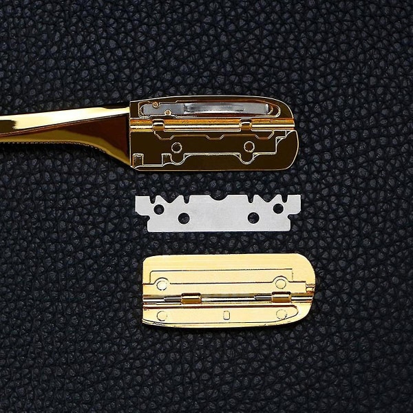 Klassisk guldskægbarberkniv, gammeldags manuel barbermaskine Barbersalon Barbering Barbering Ansigtsbryn