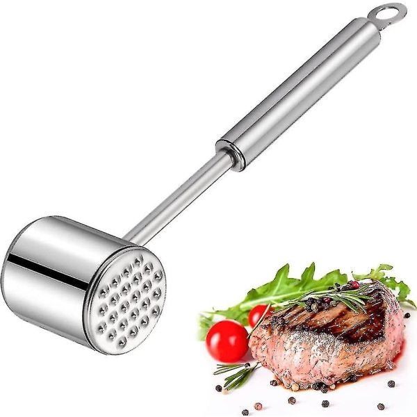 Kjøttmørning 304 rustfritt stål kjøtthammer dobbeltsidig hammer, kjøkkenhammer, biffhammer, for oksekyllingfisk, profesjonell kjøttmørning