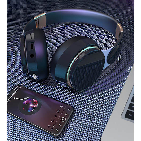 Bluetooth-hodetelefoner Over Øret, [Opptil 52 timer] Trådløse Hodetelefoner Blue