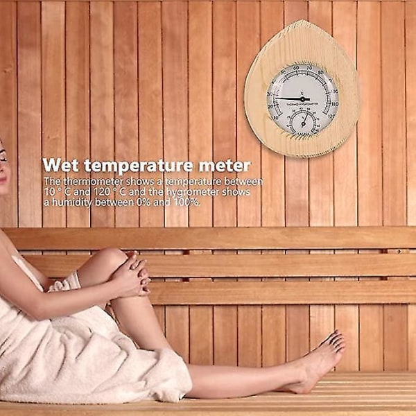 Sauna Hygrothermograph 2in1 Wood Thermo-Hygrometer Höyryhuone