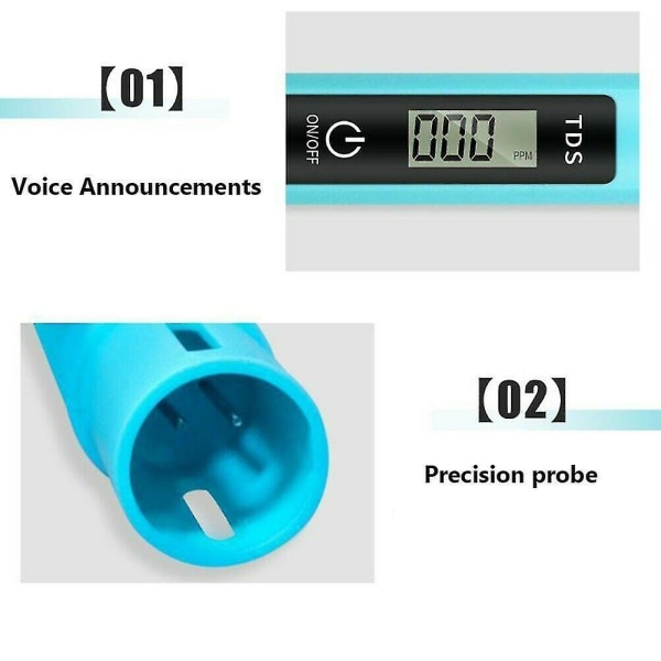 LCD Digital Elektrisk pH-måler Tester Lomme Hydroponics Akvarium Vandtest Pen. (blå)(1 stk)