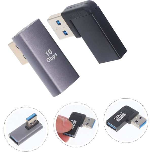 2 kpl USB 3.0 Kulmaliitinadapteri Oikeakulmainen USB-adapteri kannettavan tietokoneen liitettävyyteen