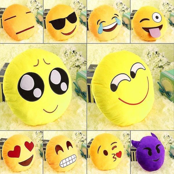 Myk Emoji-pute Søt Emoticon-pute Utstoppet plysjleketøy