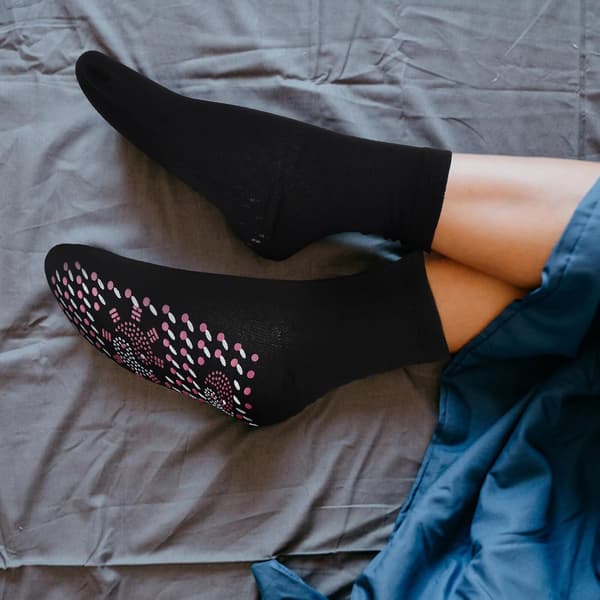 4 par selvvarmende sokker for menn og kvinner, varme vinterstrømper i polyester med massasjeeffekt, universelt design