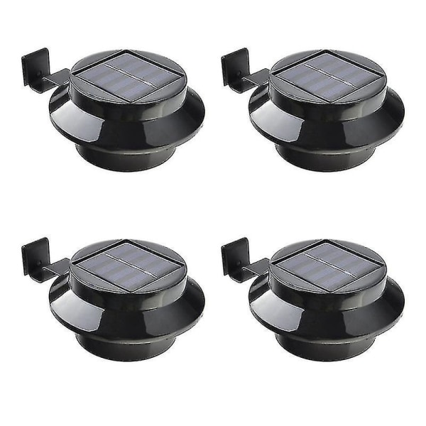 Solar Gutter Lights, Waterproof Outdoor Security Lamps(black,warm Light, 4pcs)