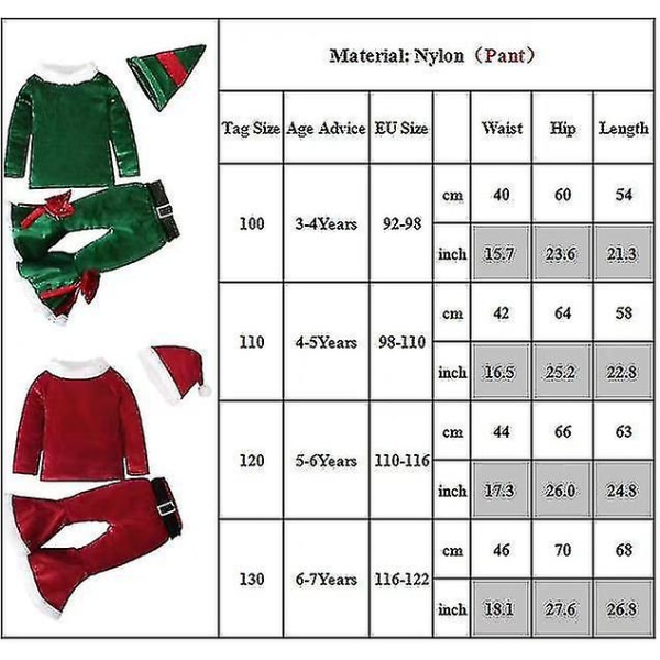 Julemandskostume til Piger - Bluser med Ærmer og Flared Bukser 3-4 Years Green