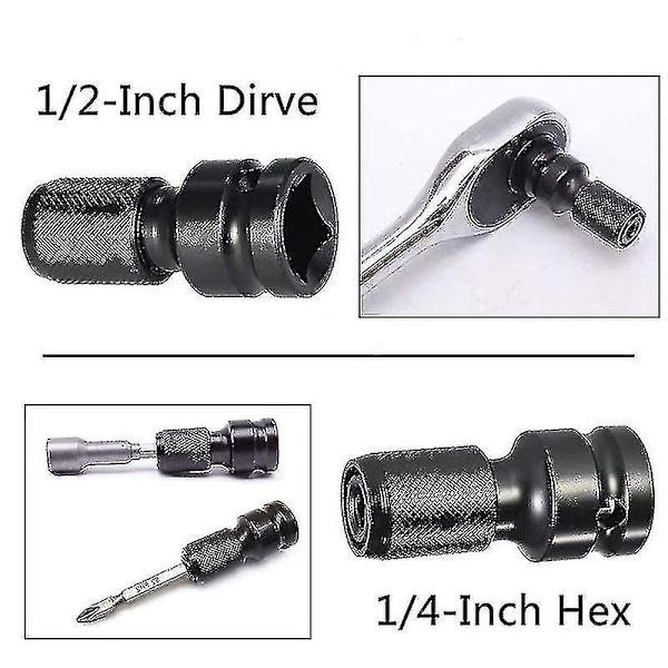 4 st Impact Adapter 1/2 Kvadratdrivning till 1/4 Hexskaft Socket Adapter