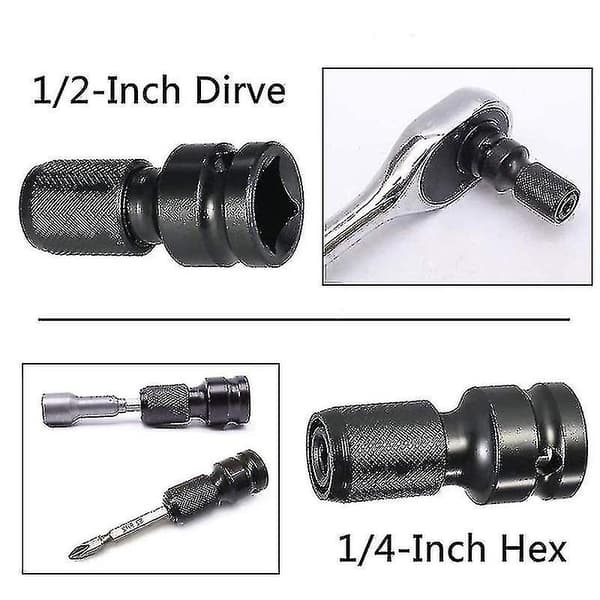 4 stk. Impact Adapter 1/2 Kvadratisk Drev Til 1/4 Hex Skaft Sokkel Adapter