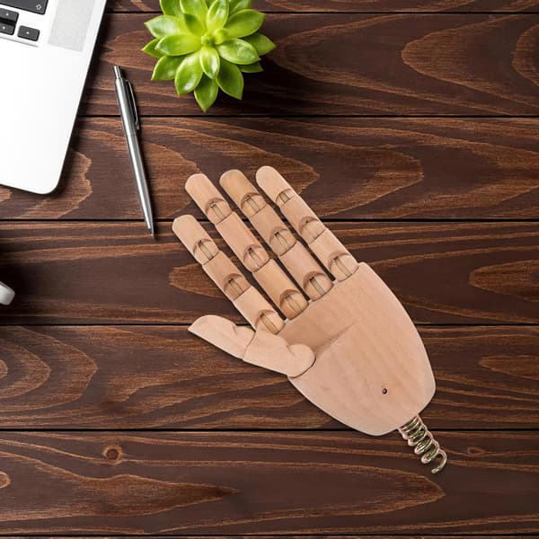 Trähandfigur för teckning, poserbar handmodell, DIY tom dockskapelse, ledad finger