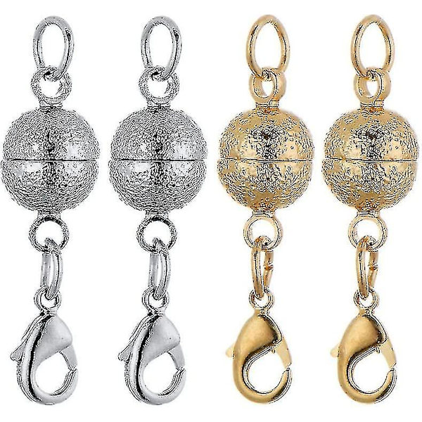 4 st Magnetiska Smyckesfästen för Armband Halsband 8mm Nagelsandsslip Finish Runda Design Guld/Silver Färg