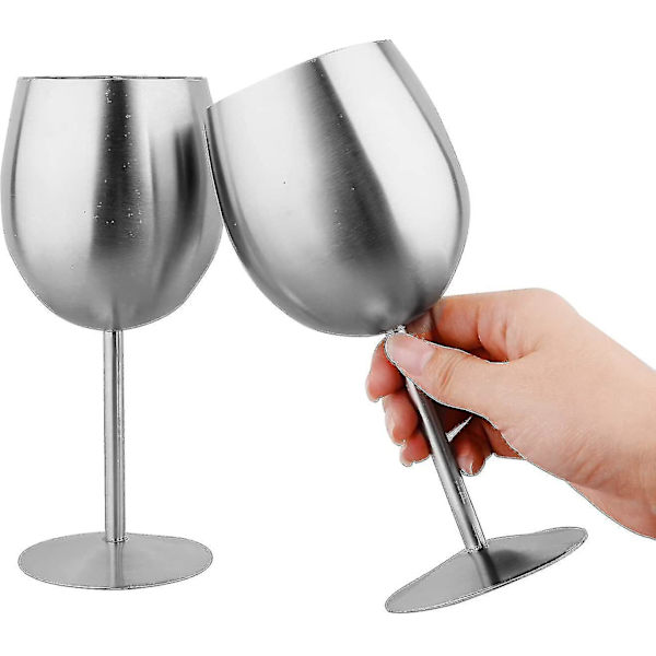 Röda Vinglas i Borstad Rostfritt Stål Champagnekopp (1 st, Silver) -t