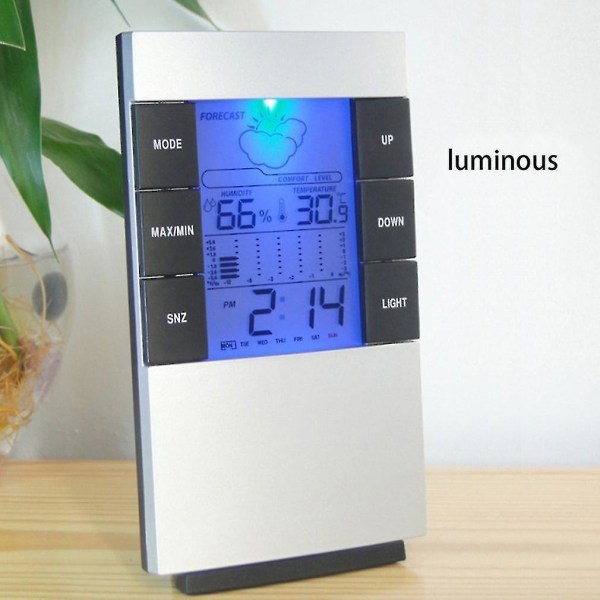 Digitalt LCD-termometer Hygrometer Indendørs temperatur fugtighedsur
