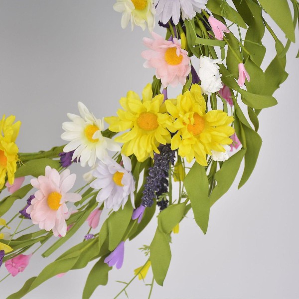 16 tum Konstgjord Daisy Krans Rosa Blomma Girlang Dörr Dekoration