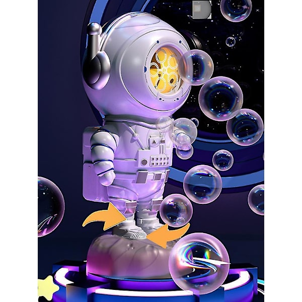 Bubbelmaskin för Barn Bärbar Astronaut Bubbelblåsare USB Laddningsbar Bubbelleksaker med 360 Rotation