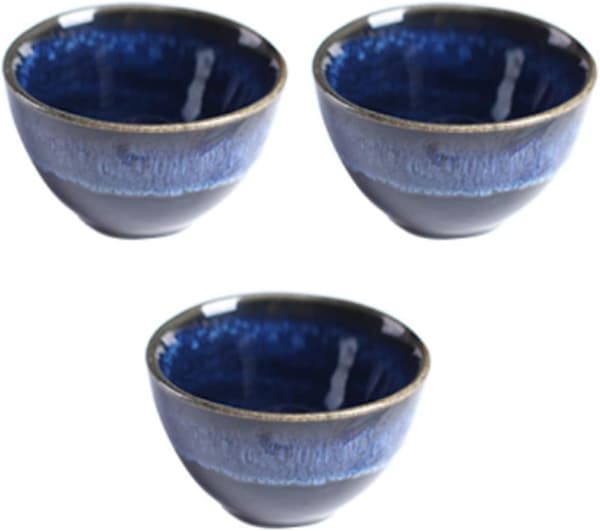 3 st japansk stil blå sakekoppar set keramiska vinkoppar unik design
