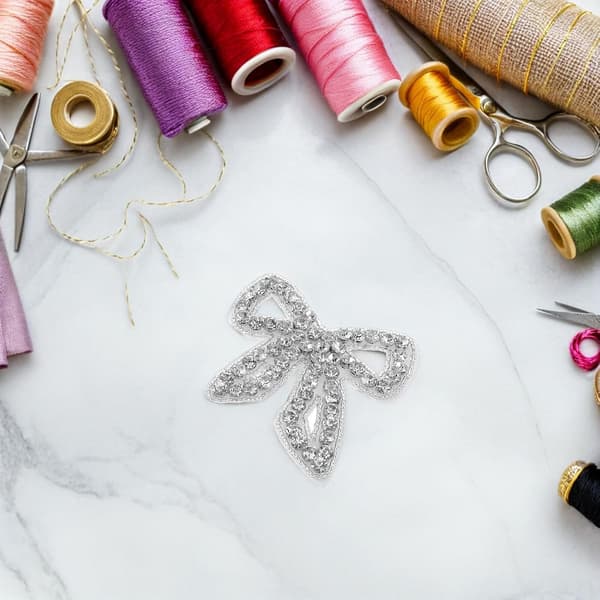 3st Rosett Strass Tyg Patch Sy Applikation för Jeans Jackor Mössor Klänning Väska