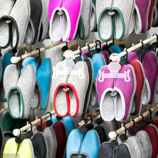 100 stk. tørrestativ til sko i plast til klipklappere og hjemmesko