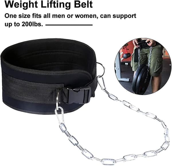 Dip Bælte Med Kæde Til Vægtløftning, Dip Pull Up Bælte, Heavy Duty Stål Kæde