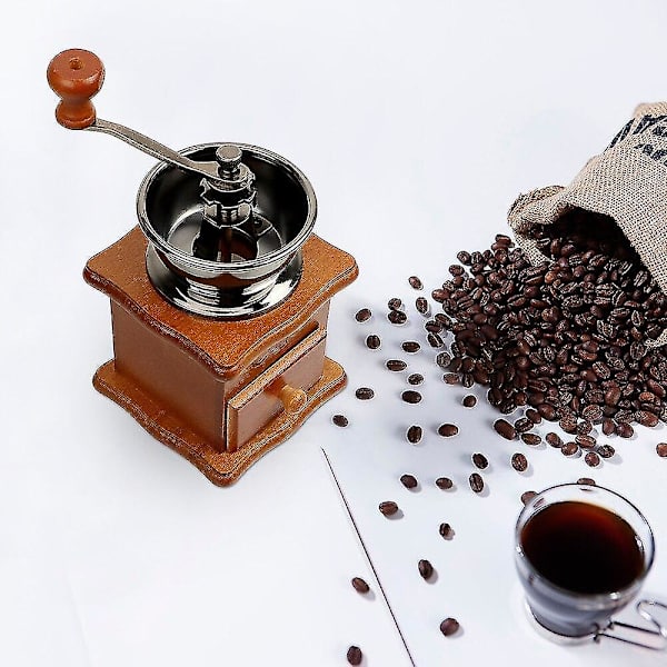 Kaffebönor Kvarn Keramik Klassisk Trä Hand