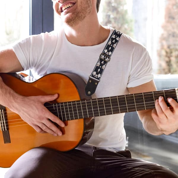 Instrumentrem Justerbar Gitarr Axelrem Slitstark Nylon och Hästhud Material Säkert Grepp