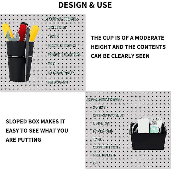 6 Sæt Pegboard-Beholdere Pegboard-Kopper Med Kroge, Pegboard-Krog-Sortiment, Kroge Til Pegboard-Kop Ho (haoyi)-yuhao