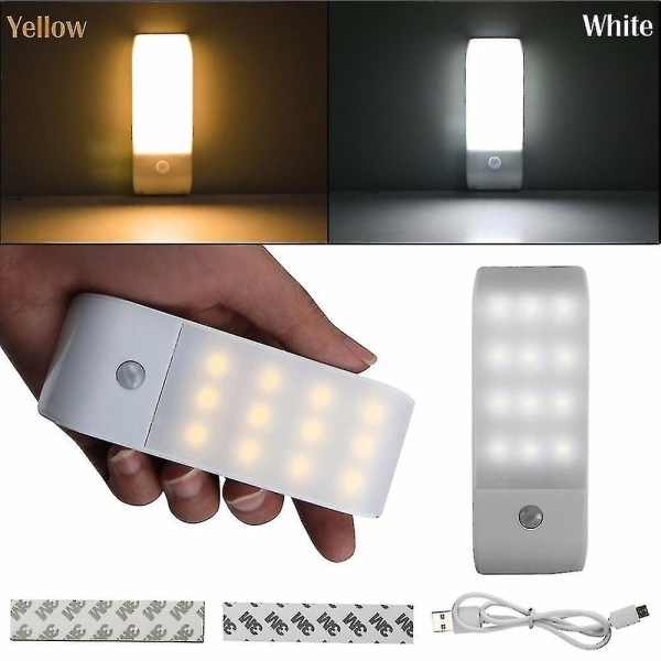 12 LED:n kaappivalaistus PIR-infrapunaisella, liimattava, latautuva