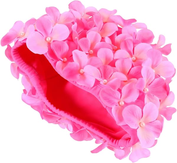 Vanntett blomsterbadehette for kvinner voksne, håndlaget hawaiisk kronbladdesign