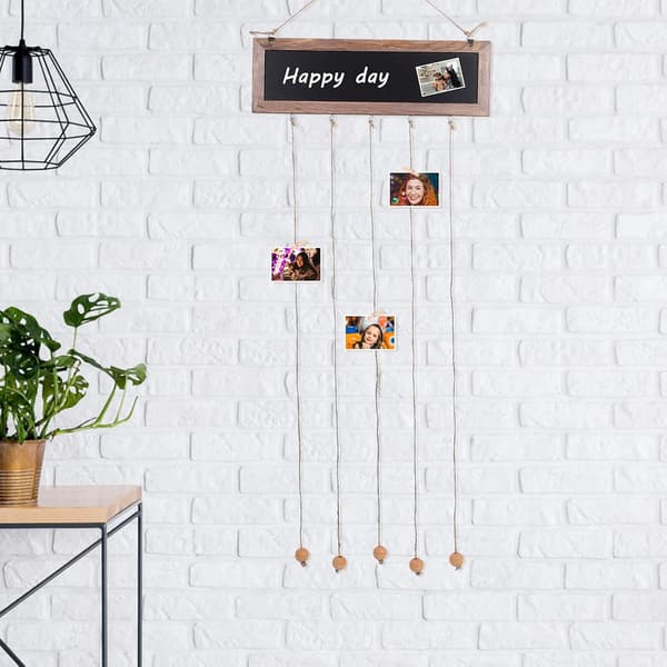 Rustikk brun hamptau veggfotoholder med klips plassbesparende bildehengere