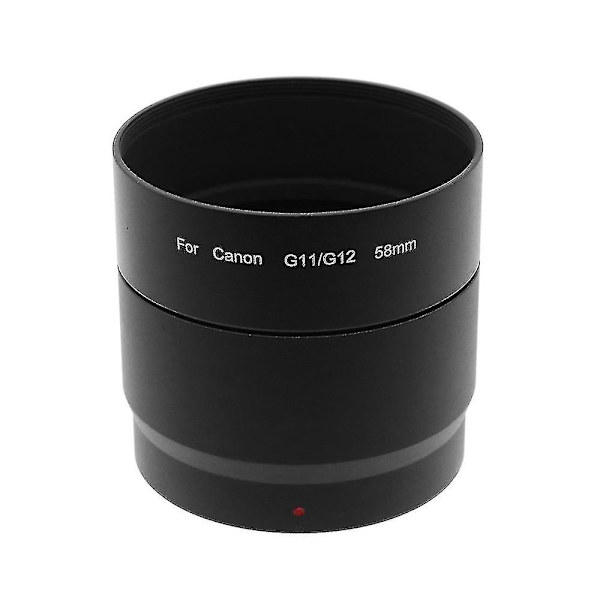 Filteradapterrør for Canon Powershot G10 G11 G12 58mm Metallutskifting for La-dc58k Objektivbeskytter Forlengelsesrør