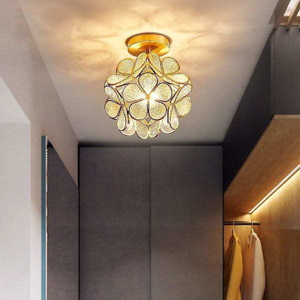 20cm Taklampe LED Blomst Design Hengelampe Glass Messing