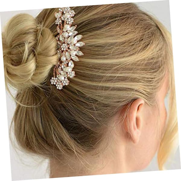 Perle sidekam hårstykke for bryllup Rhinestone brudekam Delikat perle brudehodeplagg Elegante hårtilbehør