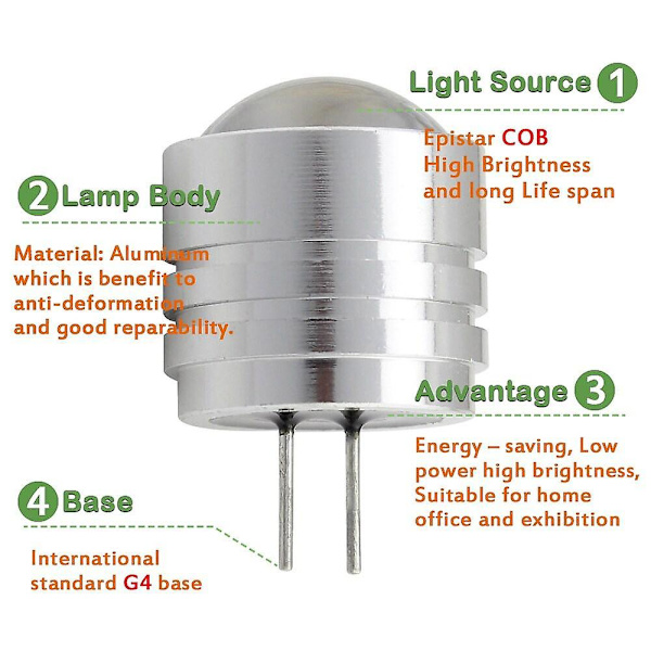 G4 LED-lampor med Bi-pin-sockel 1W motsvarande 10W halogenlampa