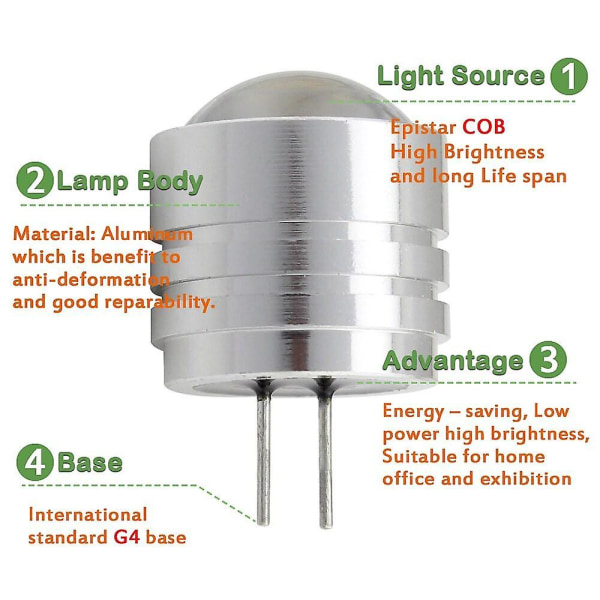G4 LED-lys pære med bi-pin sokkel 1W 10W Halogen Ekvivalent