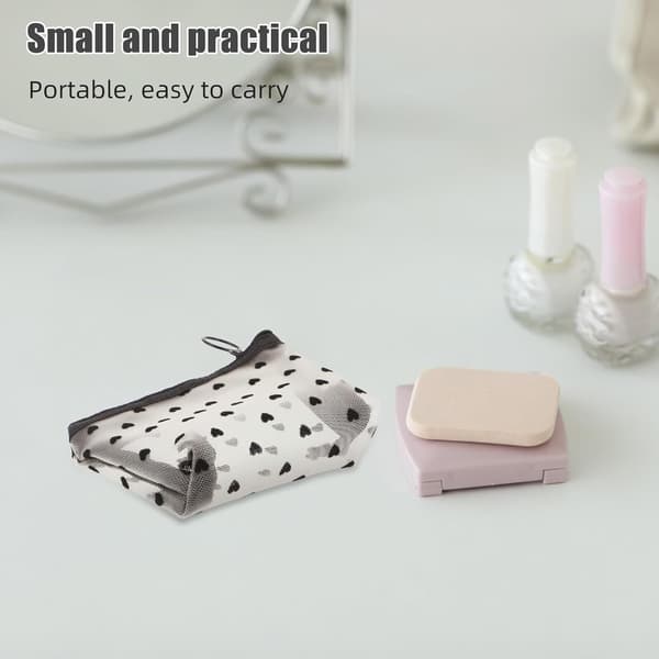 4 stk. Bærbar Hjerteprint Nylon Mesh Makeuptaske Lynlås Mini Mesh Opbevaringstaske