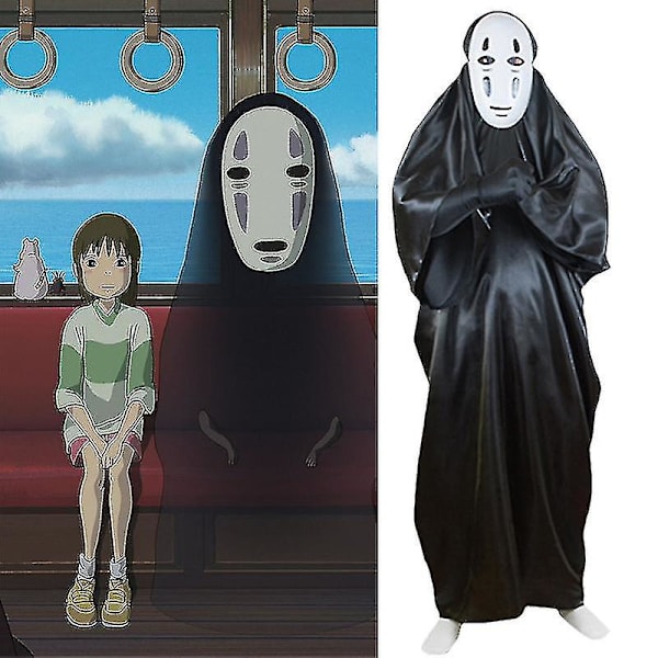 Spirited Away No Face Man Kostymset Kapp Mask Handskar Fancy Up Outfit S