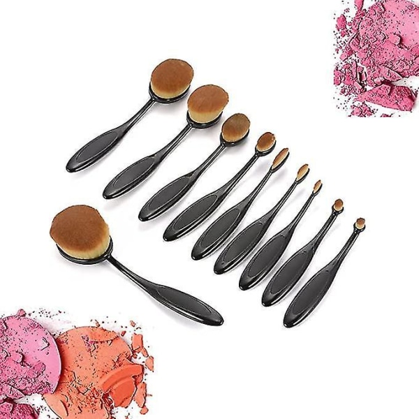 Professional Oval Cosmetic Make Up Brush Set 10 Pieces