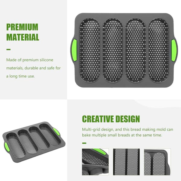 Non-Stick Silikone Brødform med 4 Gitre til DIY Brødbagning, Nem at Opbevare og Fleksibel Kagebageform