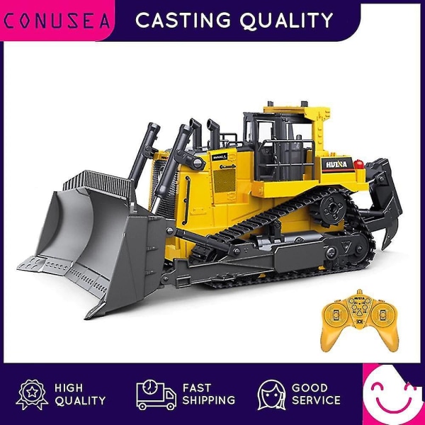1:16 RC Lastbil Tung Bulldozer Caterpillar Engineering Styrd Bil Leksaker För Pojkar | RC Lastbilar (Khaki)