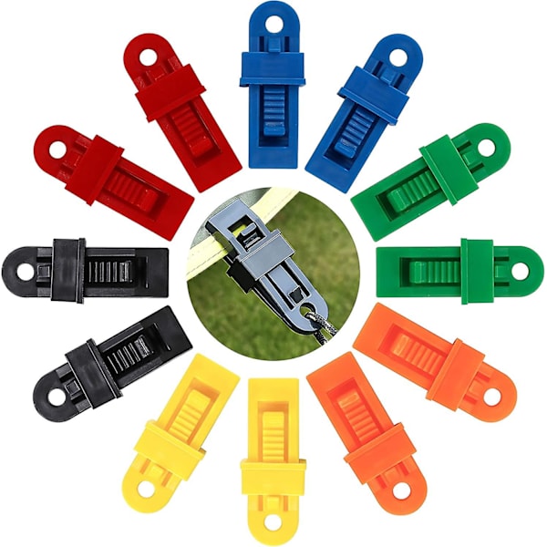 Multifunktionella Tältklämmor i Plast, Tältklämmor, Presenningklämmor för Utomhuscamping och Vandring, 12-pack