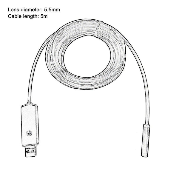 2-i-1 LED-lampa 5,5 mm lins USB-endoskop för fotografering