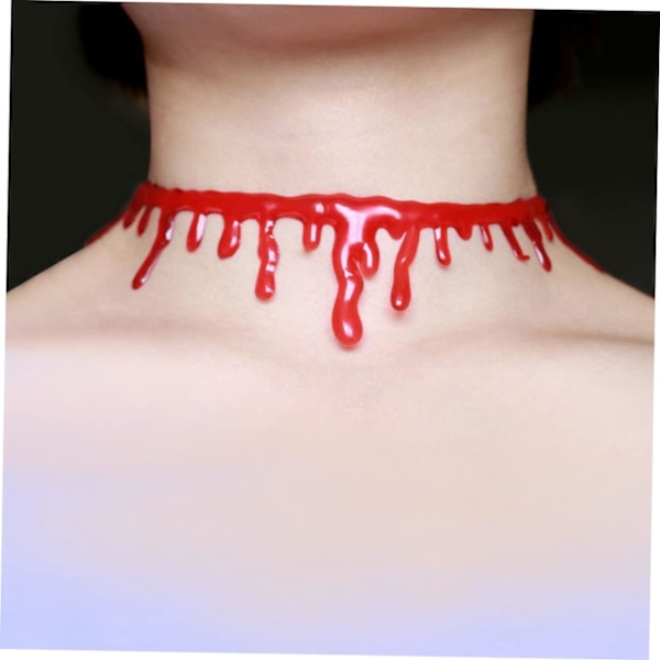 4 stk. gotisk Halloween rød blod makeup halskæde blodplet kæder til fest og balarrangementer