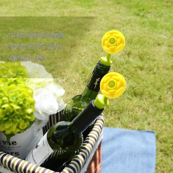 Vinflaskkork, Vinkorksskydd, Set Om 5 Som Vingåvor, Silikonblommor